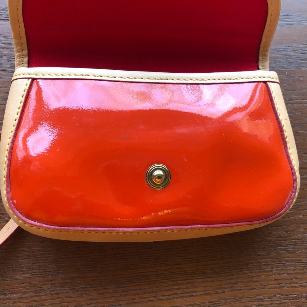 Dooney & Bourke Orange Patent Wristlet with Tan Trim - Picture 4 of 7